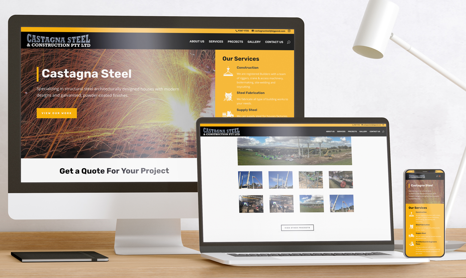 castagna steel and construction website design